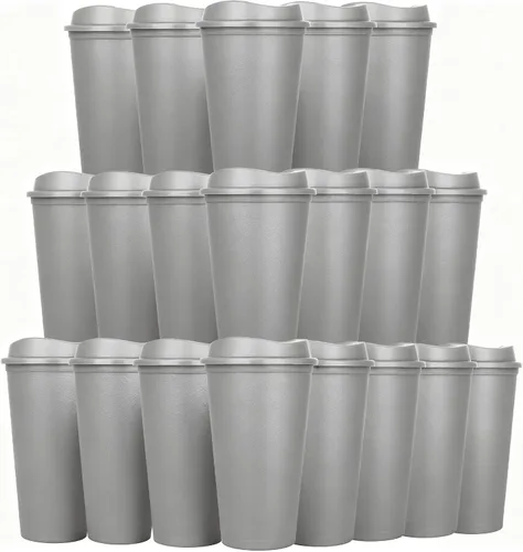 Vista 14 de Paquete de 20 tazas de café reutilizables con tapas, vasos de plástico de 16 onzas, taza de viaje para café helado para adultos y mujeres, bebidas