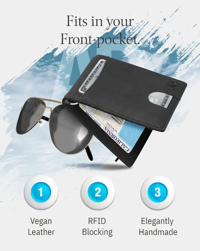 Vista 12 de Access Denied Billeteras delgadas y plegables para hombre, billetera delgada minimalista con clip para dinero, bolsillo frontal, tarjetero