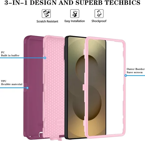 Vista 50 de ONOLA Funda compatible con Samsung Galaxy S24 Ultra con protector de pantalla HD, resistente a los golpes y a las caídas, funda de 3 capas