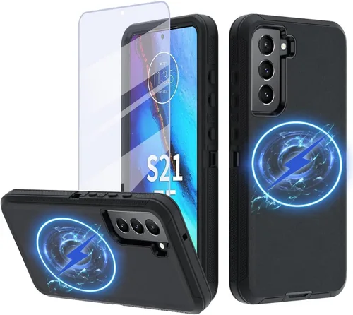 Vista 14 de NUFR Funda resistente para Samsung Galaxy S21 FE 5G, protección de grado militar, a prueba de golpes, a prueba de caídas, a prueba de polvo, (negro)