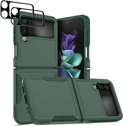 Vista 18 de Jeylly Funda para Samsung Z Flip 3, Z Flip 4, de grado militar, a prueba de golpes, con soporte estable, protección de bisagra, cubierta resistente