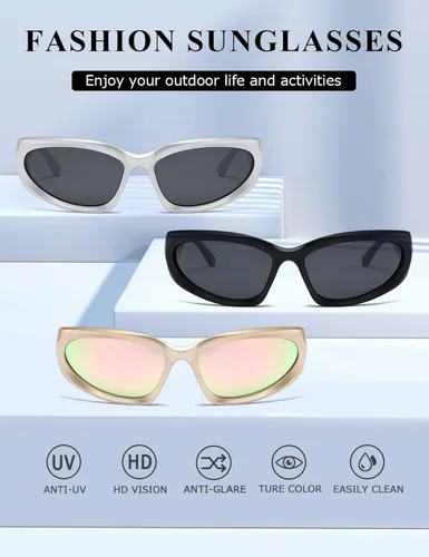 Vista 3 de kimorn Y2K K1273 - Lentes de sol polarizados envolventes para mujeres y hombres, Swift Oval Fashion Sport Shades