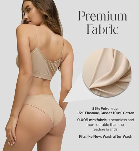Vista 3 de Ropa interior de bikini sin costuras para mujer Bragas cortadas con láser Paquete de 5