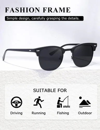 Vista 138 de AEVOGUE Gafas de sol polarizadas para mujeres y hombres semi marco retro gafas de sol AE0369