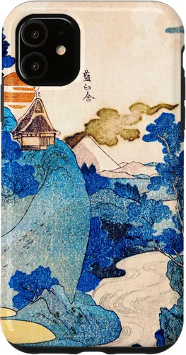 Vista 5 de iPhone 15 Japón Retro Art Utagawa Kuniyoshi Vista nocturna del Monte Fuji Case