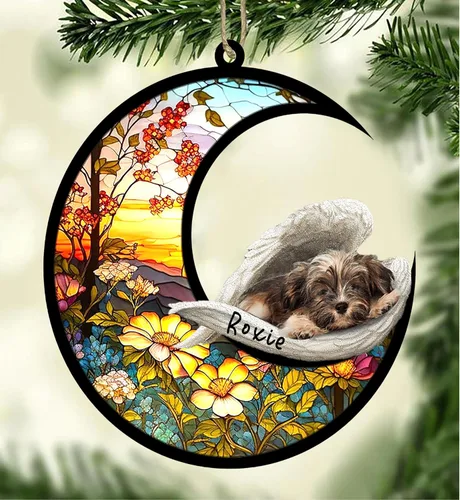 Vista 28 de Atrapasoles conmemorativo personalizado para perros, adorno navideño de Airedale Terrier, recuerdo por pérdida de mascota, regalos conmemorativos