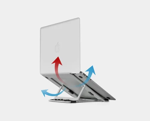 Vista 2 de Soporte plegable portátil de altura ajustable para laptop, elevador ligero y antideslizante para laptop Soporte de aluminio para portátil/tableta
