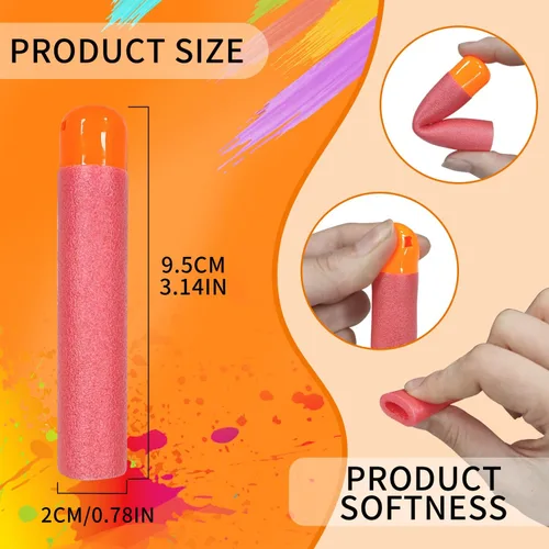 Vista 2 de WALWAL Mega Darts Foam Bullet Refill Pack - Compatible with Nerf N-Strike Mega Series - Safe Foam Ammunition for Kids, Teens, and Adults