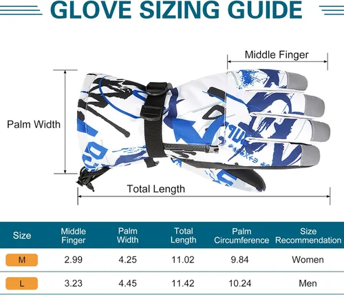 Vista 6 de American Trends Guantes de esquí para hombres y mujeres, impermeables, guantes de esquí para nieve para invierno y snowboard