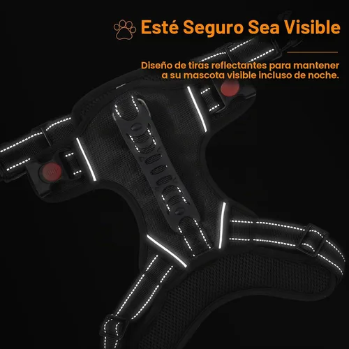 Vista 7 de Arnés para perro sin tirón con 2 clips de correa, chaleco acolchado suave ajustable reflectante con mango, chaleco Oxford transpirable sin