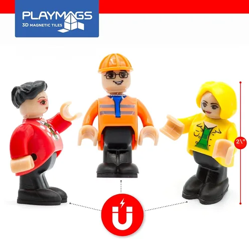 Vista 5 de Playmags Juego de figuras magnéticas comunitarias de 15 piezas – 2 pulgadas Play People perfecto para bloques de construcción de azulejos magnéticos