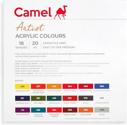 Vista 4 de Kokuyo Camlin Artist - Colores acrílicos - 18 tonos, 0.7 onzas líquidas
