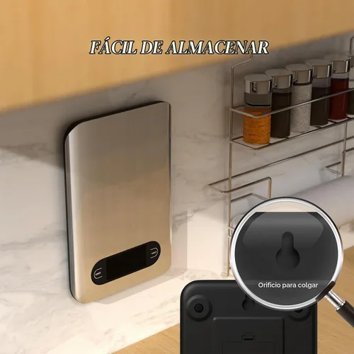 Vista 6 de Báscula digital de cocina, capacidad de 17 libras, báscula de alimentos con pantalla LCD, peso gramos y onzas para cocinar y hornear, plataforma