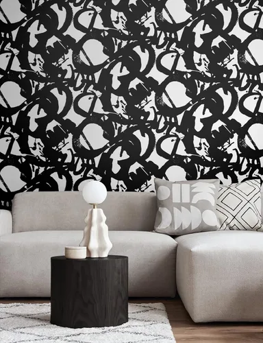 Vista 2 de NextWall Inkblot - Papel tapiz abstracto para despegar y pegar (ónix)