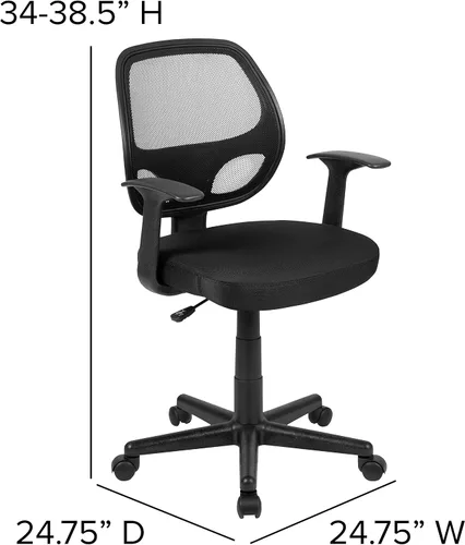 Vista 3 de Flash Furniture Flash Fundamentals Silla de oficina ergonómica giratoria de malla negra con brazos
