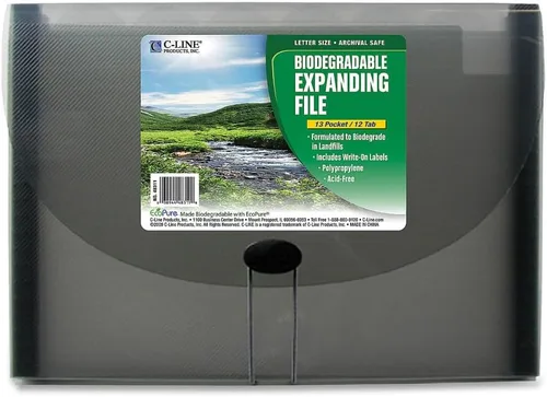 Vista 5 de C-Line 13-Pocket Expanding File, Letter Size, 1 Expanding File, Smoke (48311) (Pack of 12)