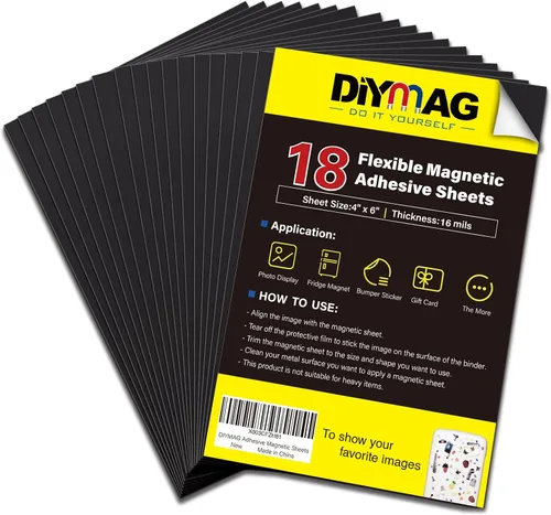 Vista 15 de DIYMAG Imanes para tarjetas de visita de 3.5 x 2 pulgadas, 45 paquetes de láminas magnéticas flexibles con adhesivo despegable y pegajoso, imán