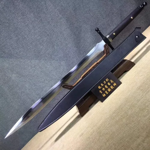 Vista 3 de Espadas caballerosas, hechas a mano, hoja de acero de alto carbono, funda de cuero, lista para la batalla