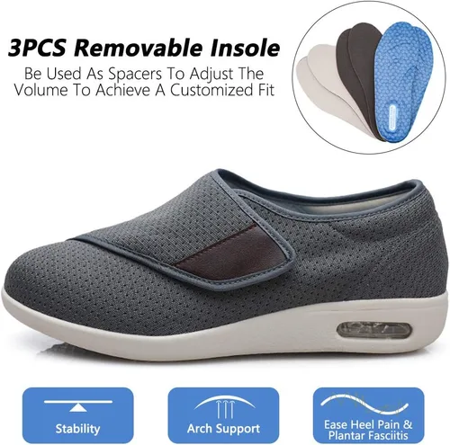 Vista 3 de MEJORMEN Zapatos para diabéticos para hombre, extra anchos, con cierre ajustable, zapatos deportivos ligeros y casuales, soporte para pies