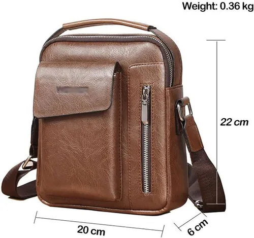 Vista 2 de CZDYUF - Bolso de hombro casual para hombre, bolso cruzado vintage, bolso de mano de piel sintética, bolsa de mensajero para hombre, bolsa de mano