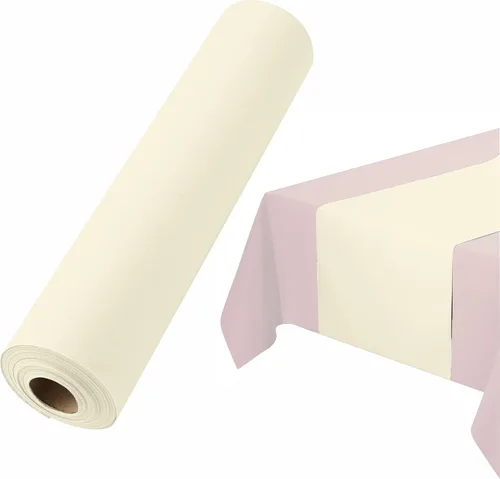 Vista 6 de Camino de mesa desechable para mesa de comedor, 16 pulgadas, paquete de 20 caminos de mesa de papel rosa similar al lino para fiestas, bodas