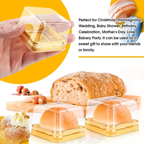 Vista 6 de BenRan Caja de pastel de luna de 3.53 oz, 3 contenedores de flan mini 100 g