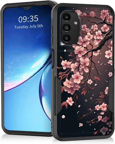 Vista 56 de Funda para Galaxy A14 5G, resistente de doble capa híbrida de policarbonato duro, goma suave, a prueba de golpes, funda protectora resistente