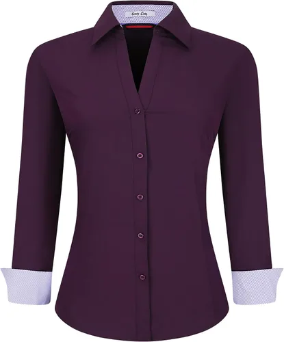 Vista 14 de Alex Vando - Blusa de botones para mujer, sin arrugas, manga larga, casual, para el trabajo