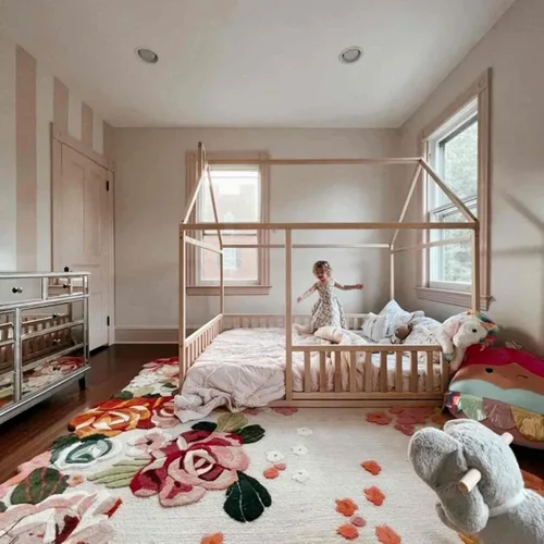 Vista 5 de Cama de suelo Montessori para niños pequeños, cama de casa Montessori, marco de cama de casa para niños, cama de piso para niños, cama de plataforma