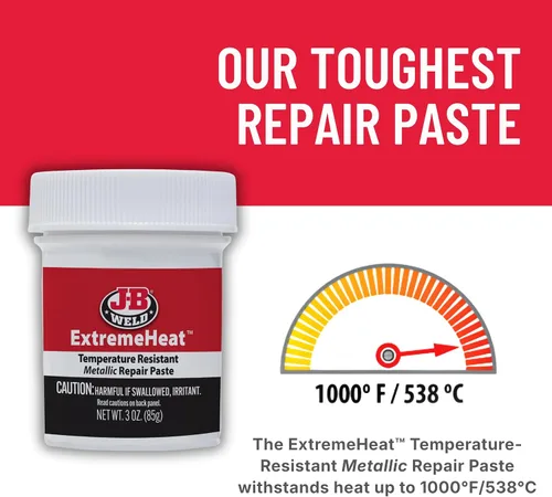 Vista 3 de J-B Weld 37901 ExtremeHeat - Pasta metálica resistente a altas temperaturas, 3 oz