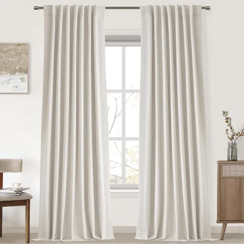 Vista 23 de UHITECH Cortinas cortas de lino de 24 pulgadas de largo para ventanas pequeñas de granja, cortinas opacas modernas para sala de estar, pestañas