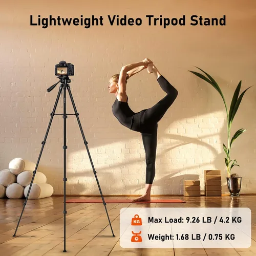 Vista 4 de JOILCAN Trípode de cámara, trípode para tablet de 68" para teléfonos y cámaras, trípodes de viaje compatibles con iPad iPhone DSLR SLR Proyector