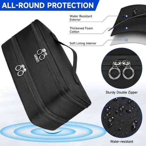 Vista 4 de Funda de viaje compatible con Shark Flexstyle/FlexFusion/secador de pelo, bolsa de almacenamiento de herramientas calientes para cabello de doble