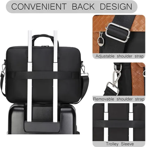 Vista 8 de BESMART Slim Laptop Bag 15.6/17.3 Inch Laptop Briefcase for Women, Elegant Waterproof Shoulder Bags, Computer Messenger Bag