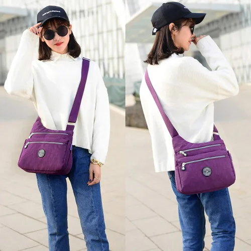 Vista 2 de Stuoye - Bolsa de nailon multibolsillos para mujer, cruzada, bolsa-monedero, para viajes