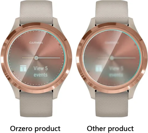 Vista 4 de Orzero Paquete de 3 protectores de pantalla para reloj inteligente compatible con Garmin Vivomove 3S (no para Garmin Venue 3S), vidrio templado