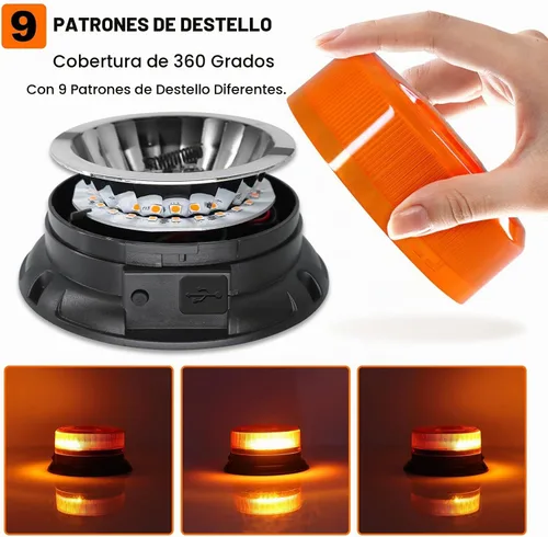 Vista 6 de AnTom - Luz estroboscópica inalámbrica con control remoto, luz LED ámbar de advertencia