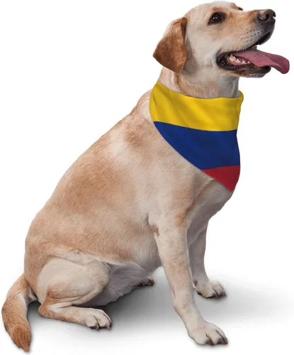 Vista 2 de Bufanda para perro con bandera de Colombia, bandana para mascotas, baberos para mascotas