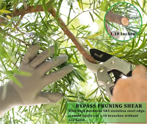Vista 5 de Barn Owl Herramientas de jardín de acero inoxidable, 9 piezas, herramientas de jardinería, juegos de herramientas con mango antideslizante de corte