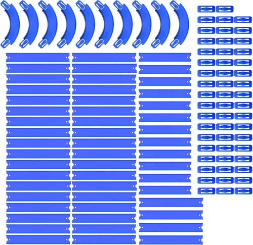 Vista 8 de Juego de construcción de rieles de 20 pies, compatible con pistas 23 piezas rectas y 4 curvas con conectores para coches fundidos a presión 1:64