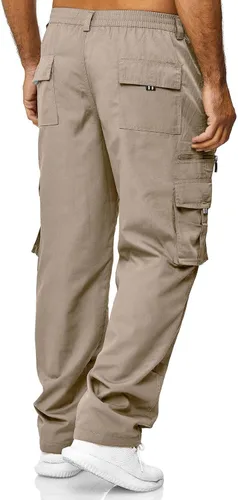 Vista 4 de THWEI Pantalones cargo para hombre, estilo casual, de algodón, con múltiples bolsillos, para senderismo, trabajo