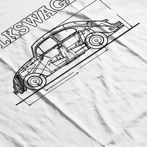 Vista 5 de Volkswagen Sudadera con capucha para mujer Beetle Black Technical Schematic