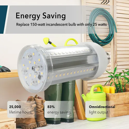 Vista 5 de GT-Lite Bombilla LED de mazorca de maíz, 25 W (equivalente a 150 W), 2500 lúmenes, luz diurna 5000 K, base E26, luz LED de ahorro de energía