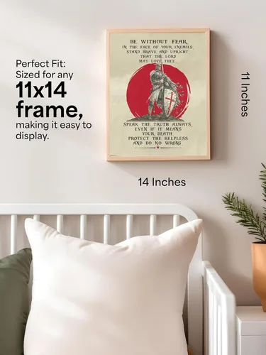 Vista 2 de AMERICAN LUXURY GIFTS Be Without Fear Christian Armor of God Warrior - Decoración de pared inspiradora de fe para el hogar, oficina, iglesia, cueva