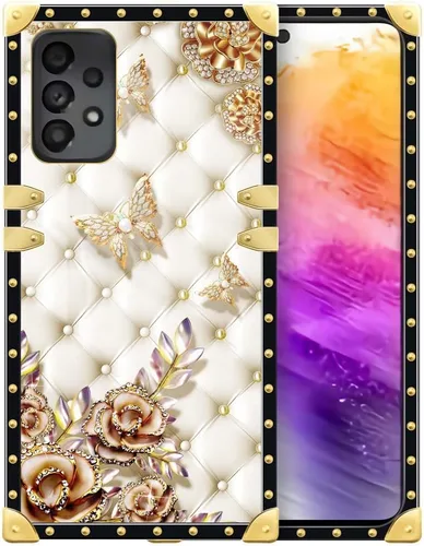 Vista 46 de Funda compatible con Samsung Galaxy A03S 4G, TPU suave de lujo y parte trasera de policarbonato duro para niñas y mujeres, funda protectora a prueba