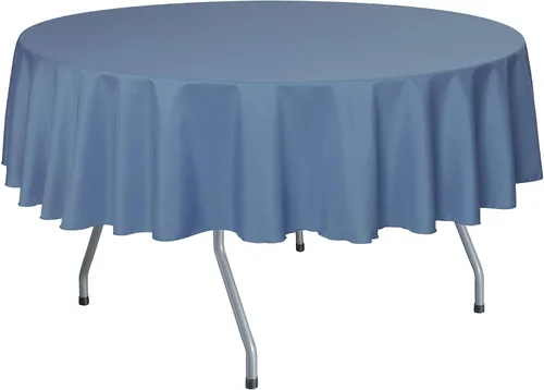Vista 45 de Ultimate Textile Mantel redondo de lino de poliéster de 60 pulgadas, se adapta a mesas de menos de 60 pulgadas de diámetro, naranja neón
