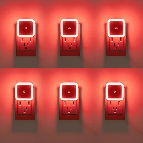 Vista 8 de Paquete de 6 luces nocturnas LED azules enchufables, sensor de atardecer a amanecer encendido y apagado automático, eficientes energéticamente