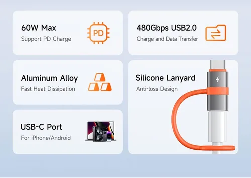 Vista 8 de mcdodo Adaptador Lightning hembra a USB C macho de 60 W Lightning a Tipo-C, compatible con carga y transferencia de datos para iPhone 15 16