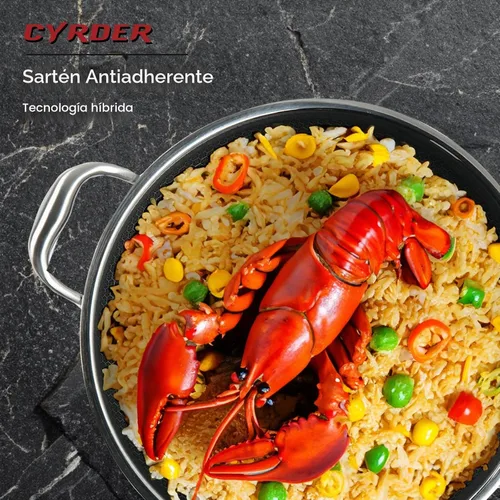 Vista 3 de Sartén de Acero Inoxidable 316L de 12 Pulgadas - Sartén Híbrida Antiadherente de Inducción con Tapa, Agarre de Dos Asas, Libre de PFOA, Apta