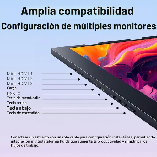 Vista 3 de VSDISPLAY Extensor de pantalla para portátil triple de 14 '' Monitor triple Monitor triple de 14